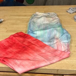 Colorful Tie-Dye and Red Pants Set